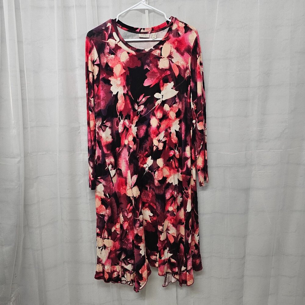 Logo Lori Goldstein Dress Goth Grunge Midi Pink Black Floral Shift LP - Picture 10 of 14